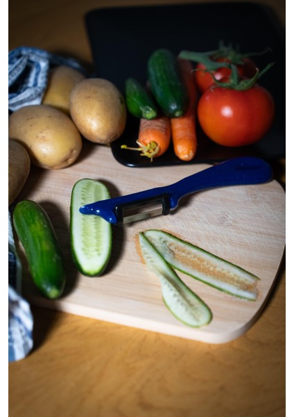 Simli Mavi Dikey Soyacak – Paslanmaz Alman Çeliği, Ergonomik Sap, Çift Yönlü Kesici Ağız fiyatları