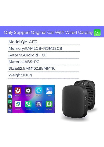Kablosuz Carplay Dönüştürücü Sihirli Kutu Ios ve Android Araç Adaptörü -Netflix/youtube/disney+ Destekli Aı Multimedya Kutusu modelleri