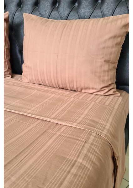 Satin Kinox Armürlü Çift Kişilik Nevresim Takımı Kahverengi fırsatları