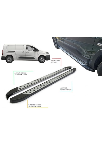 Berlingo Maxi Panel Van Uzun Şase Noktalı Yan Basamak 2019 2020 2021 2022 2023 2024 2025 2026 2027
