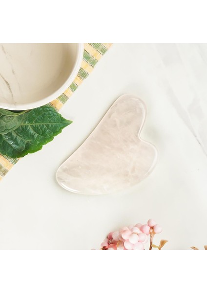 Pembe Kuvars Gua Sha Doğal Taş Masaj Aleti