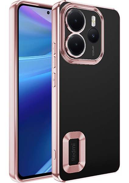 Xiaomi Redmi Note 14 Uyumlu Kılıf Logo Gösteren Kamera Korumalı Silikon Bronz modelleri