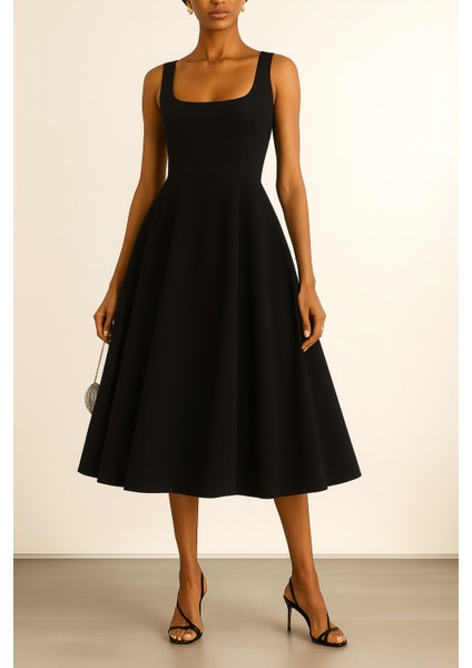 Kolsuz Astarlı Uzun Elbise