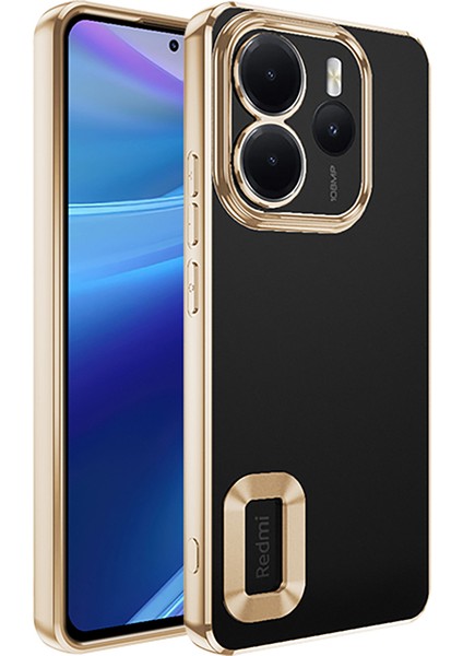 Xiaomi Redmi Note 14 Uyumlu Kılıf Logo Gösteren Kamera Korumalı Silikon Gold modelleri