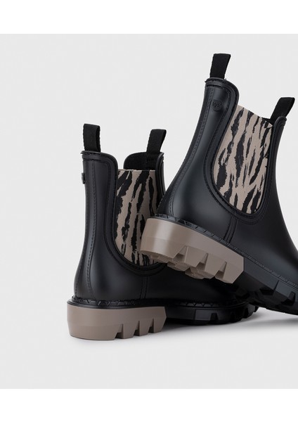 W10333 Rock Black Zebra Siyah Kadın Yağmur Botu modelleri