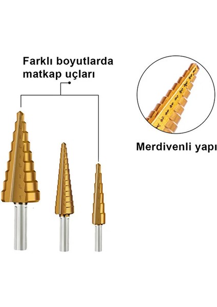 3'lü Hss Kademeli Matkap Ucu Seti indirimleri