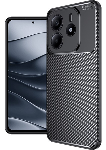 Xiaomi Redmi Note 14 5g Uyumlu Kılıf Negro Karbon Görünümlü Silikon Siyah modelleri