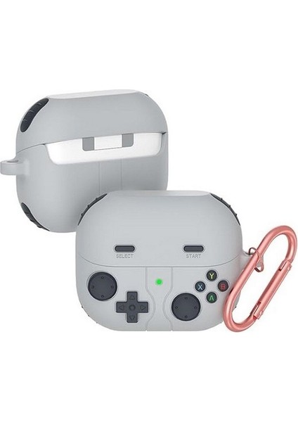 Samsung Galaxy Buds 3 Fe Uyumlu Kılıf Oyun Figürlü Mat Silikon Soft Kancalı Sf7 Gri