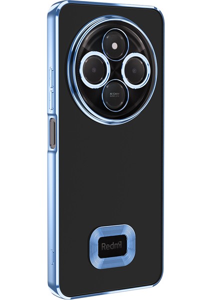 Xiaomi Redmi 14C 4g Uyumlu Kılıf Logo Gösteren Kamera Korumalı Silikon Mavi