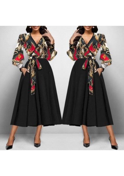 Kadın Uzun Kollu Kruvaze Yaka Dalgıç Krep Midi Boy Elbise modelleri