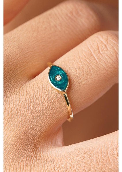 14 Ayar Altın Taşlı Sedefli Yüzük