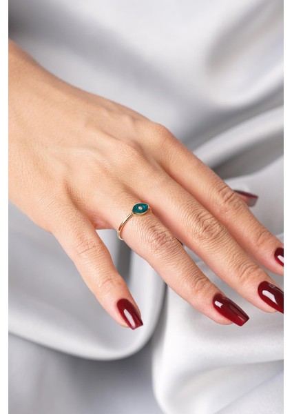 14 Ayar Altın Taşlı Sedefli Yüzük modelleri