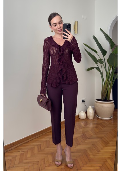 Premium Pens Detay Kumaş Havuç Pantolon- Bordo fiyatları