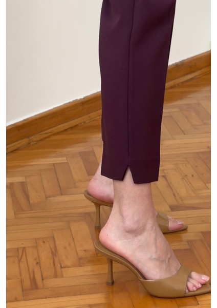 Premium Pens Detay Kumaş Havuç Pantolon- Bordo modelleri