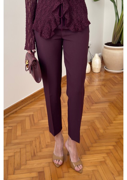 Premium Pens Detay Kumaş Havuç Pantolon- Bordo indirimleri