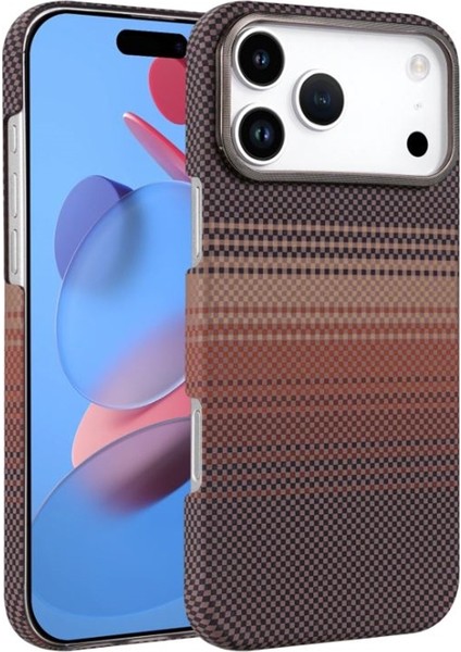 iPhone 17 Pro Max Uyumlu Kılıf Mmc Karbon Dizayn M-Safe Şarj Özellikli Çöl Titanyum