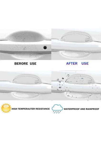 Oto Araç Kapı Kolu Koruyucu Boya Çizik Önleyici Şeffaf Film 4 Set fırsatları