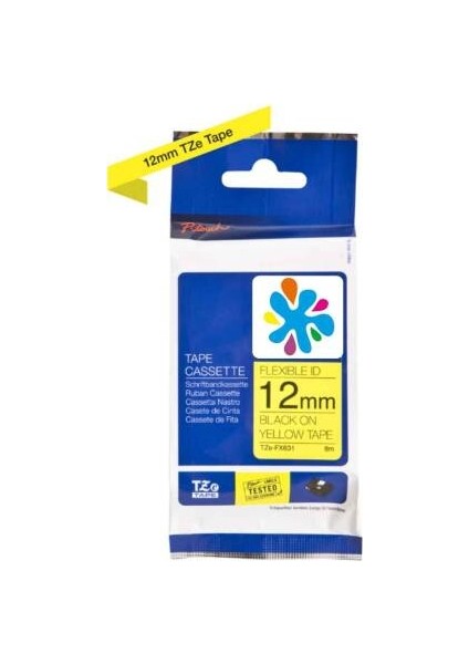 TZE-FX631 Sarı Üzerine Siyah Muadil Etiket Şeridi
