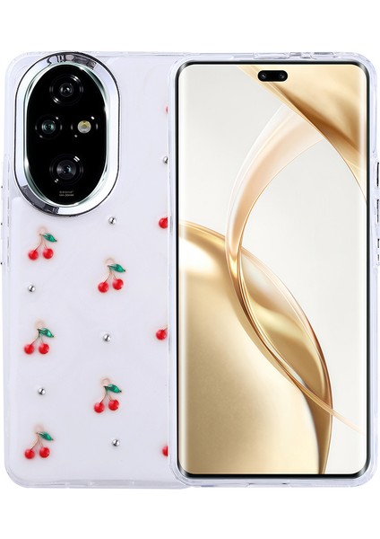 Honor 200 Pro Uyumlu Kılıf Kenarlar Airbagli Simli Şeffaf Kutup Kapak Kırmızı