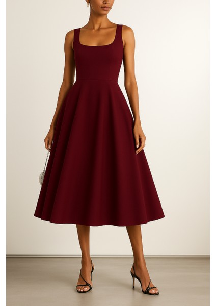 Kolsuz Astarlı Uzun Elbise