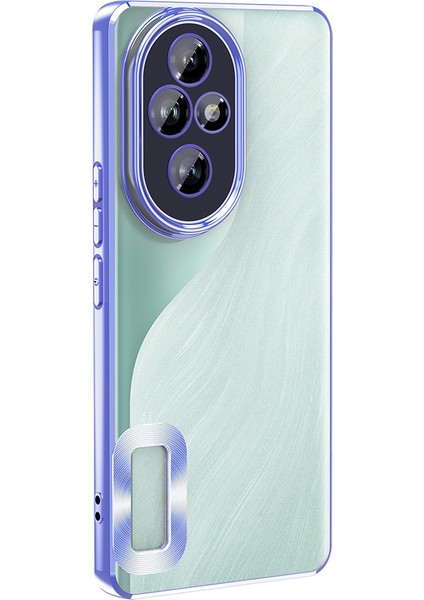 Honor 200 Pro Uyumlu Kılıf Logo Gösteren Kamera Korumalı Silikon Mavi