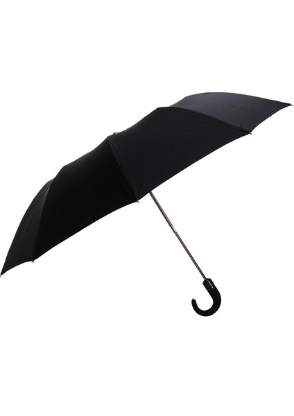 Baston Saplı Lüx Şemsiye Yarı Otomatik Siyah