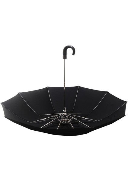 Baston Saplı Lüx Şemsiye Yarı Otomatik Siyah