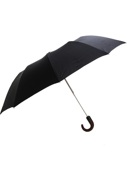 Baston Saplı Lüx Şemsiye Yarı Otomatik Siyah