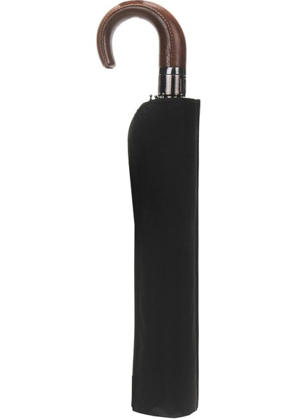 Baston Saplı Lüx Şemsiye Yarı Otomatik Siyah