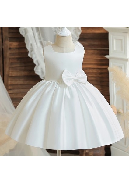 Kız Bebek Kare Yaka Elbise Doğum Günü Elbise Kız Çocuk Abiye Zarif Prenses Elbise