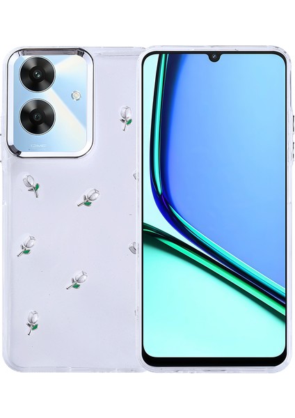 Realme Note 60 Uyumlu Kılıf Kenarlar Airbagli Simli Şeffaf Kutup Kapak Yeşil