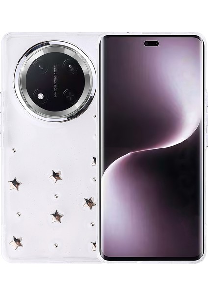 Honor Magic 7 Lite Uyumlu Kılıf Kenarlar Airbagli Simli Şeffaf Kutup Kapak Gümüş