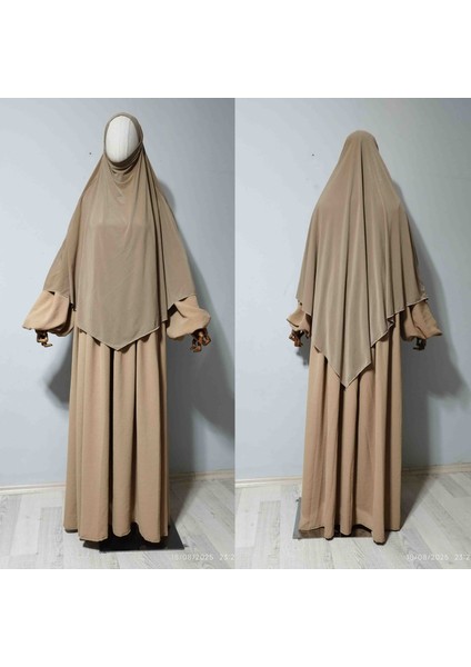 Maksi Boy Sandy Sufle Khimar Hazır Hijab Eşarp