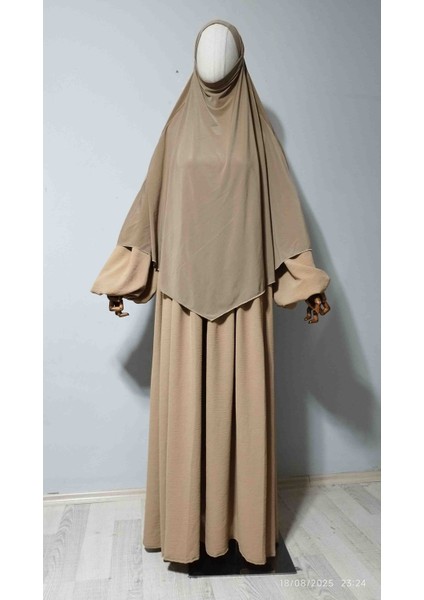 Maksi Boy Sandy Sufle Khimar Hazır Hijab Eşarp modelleri