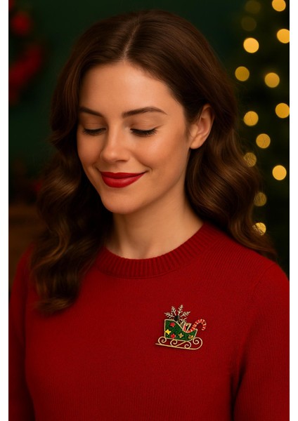 Yılbaşı Noel Hediye Arabası Broş Yaka Iğnesi