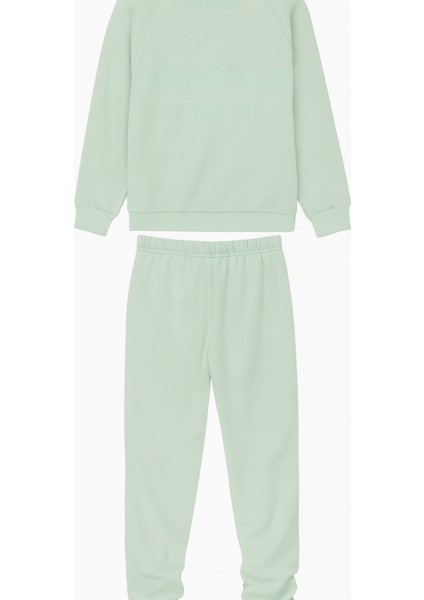 Çocuk Eşofman Takımı - Mint Yeşili, Sweatshirt & Alt, Rahat Günlük Spor Kıyafet, 3-10 Yaş