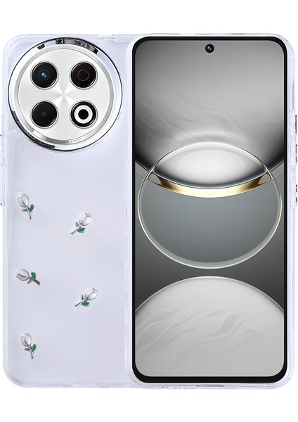 Tecno Spark 30 Pro Uyumlu Kılıf Kenarlar Airbagli Simli Şeffaf Kutup Kapak Yeşil