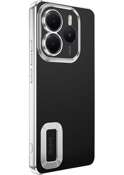 Xiaomi Redmi Note 14 5g Uyumlu Kılıf Logo Gösteren Kamera Korumalı Silikon Gümüş