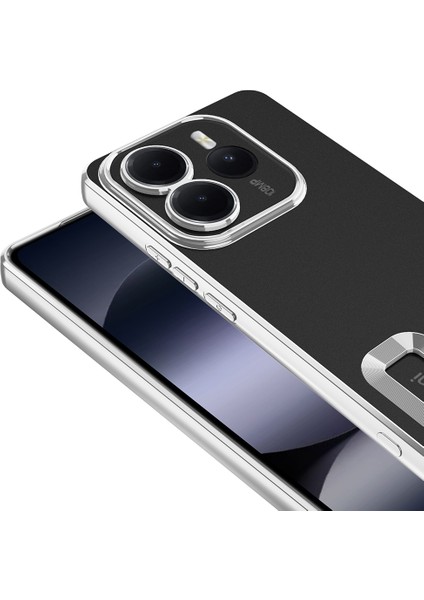 Xiaomi Redmi Note 14 5g Uyumlu Kılıf Logo Gösteren Kamera Korumalı Silikon Gümüş fiyatları