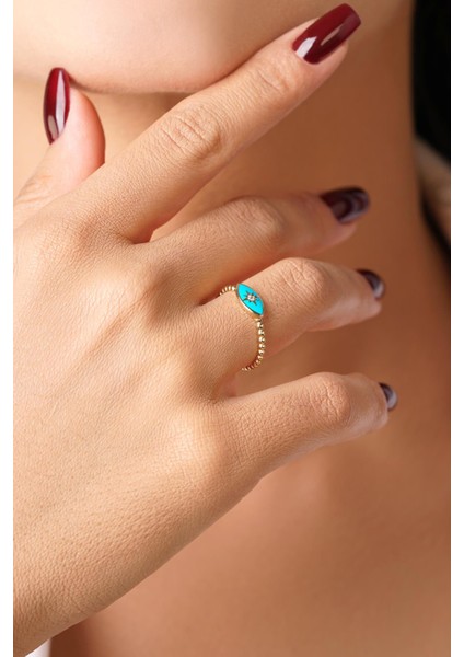 14 Ayar Altın Taşlı Turkuaz Göz Yüzük indirimleri