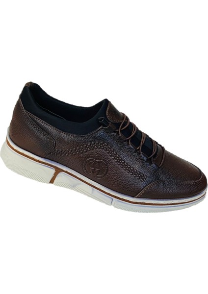 Hakiki Deri Erkek Ayakkabı Kahverengi Topuk Jelli Ortopedik Taban Günlük Hafif Bağcıksız 1825 fiyatları