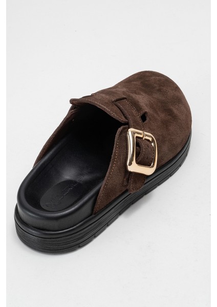 Kadın Önü Kapalı Tokalı Sabo Günlük Terlik Gerçek Deri Zy 4000 Süet Kahve modelleri