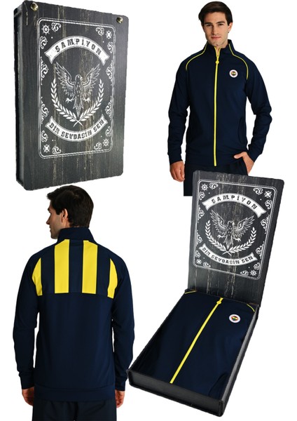 Lacivert Tribün Lazer Kutulu Çubuklu Erkek Sweatshirt