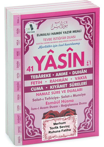10 Adet Türkçe Mealli Orta Boy 80 Sayfa 41 Yasin - Pembe Renk modelleri