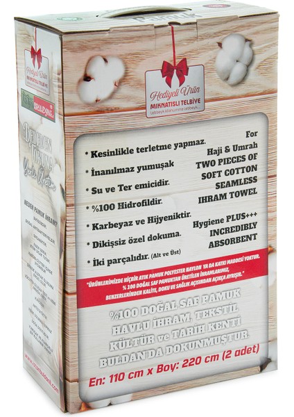 Lüks %100 Pamuk Erkek Ihram - Hac Umre Için Terletmez Dikişsiz 2 Parça Set - 110X220 cm fırsatları