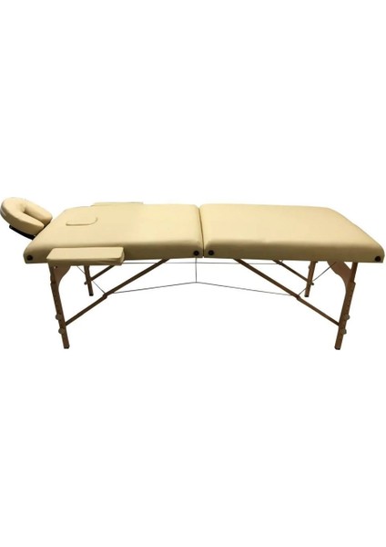 Masaj Masası Bej | Ahşap Ayaklı, Ayarlanabilir Yükseklik, Taşıma Çantalı GM-201