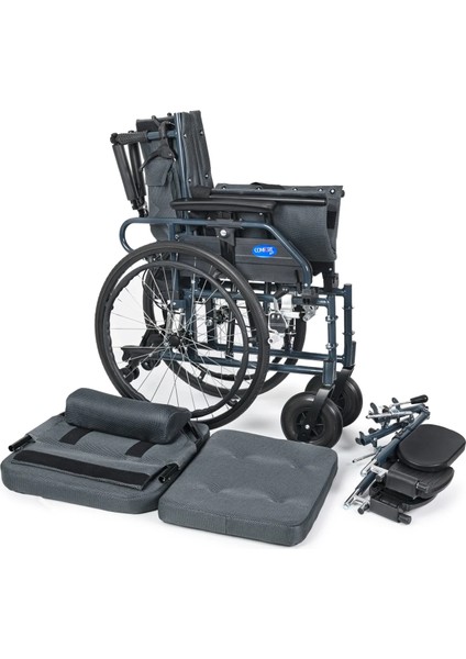 Tekerlekli Sandalye | Yatarlı Sırt, Baş-Boyun Destekli, Baldır Destekli Ayaklıklar, Alüminyum Gövde KY954LGC-46 Lux