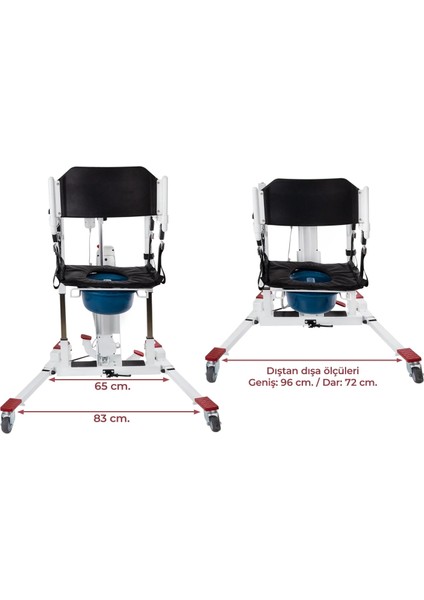 Portatif Hasta Transfer Lifti | Motorlu Kaldırma-Indirme, Demonte Tasarım, Şarjlı Batarya, Wc-Banyo Uyumlu DM-190U New