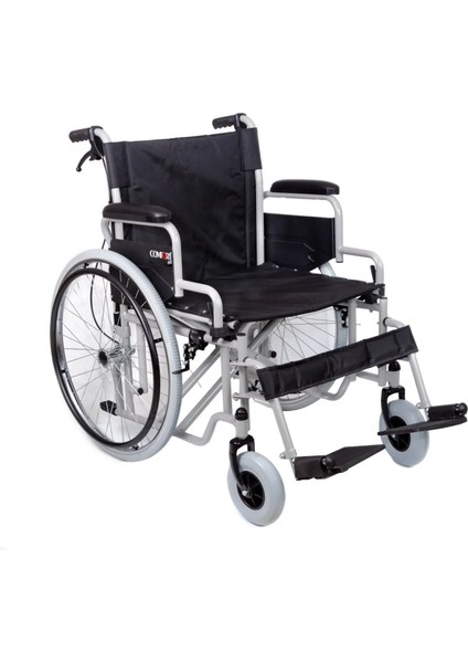 Tekerlekli Sandalye | 60 cm Geniş Oturum, Çift Makaslı Çelik Şase, Refakatçi Frenli DM-312 Centro