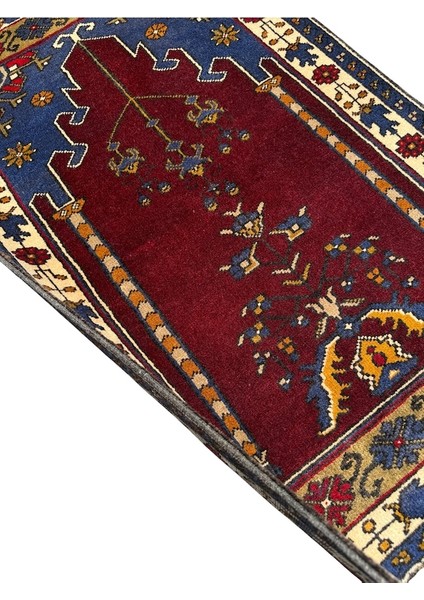 El Dokuma Az Hatalı Yahyalı Halısı 78X130 Bordo Lacivert Kök Boya modelleri